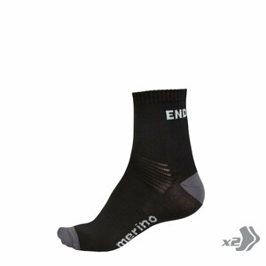 Endura BaaBaa Merino Socken (Doppelpack): Schwarz - S