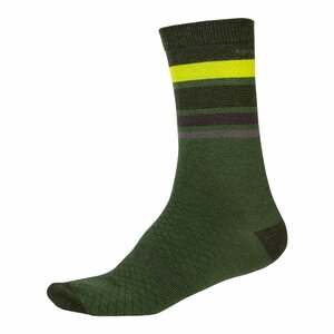 Endura BaaBaa Merino Stripe Socken: Waldgrün - L-XL